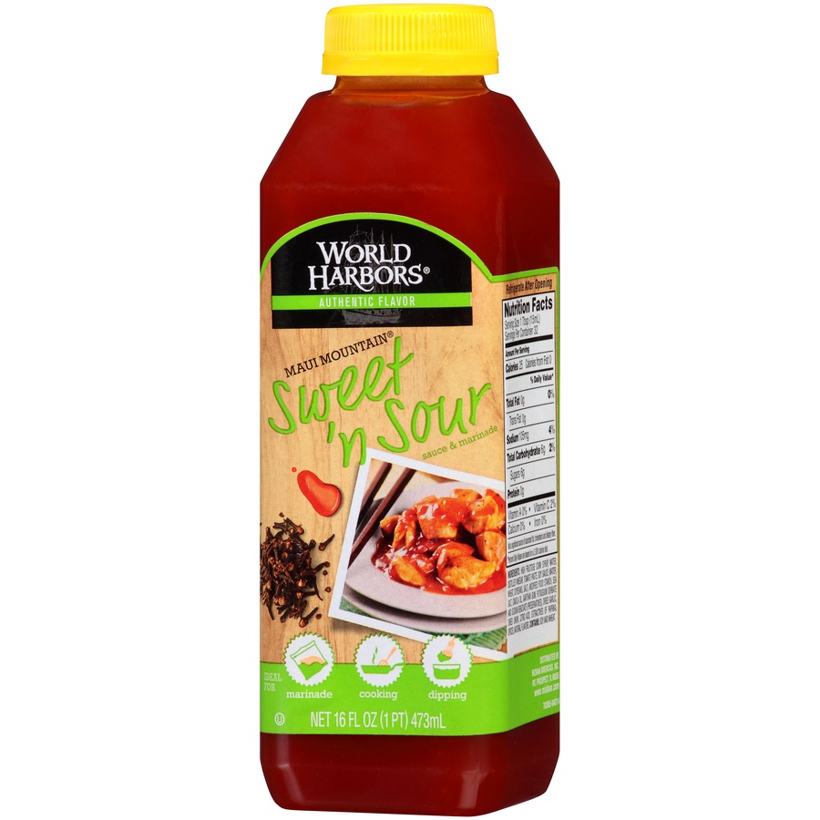 slide 5 of 8, World Harbors Maui Mountain Sweet & Sour Sauce & Marinade, 16 fl oz