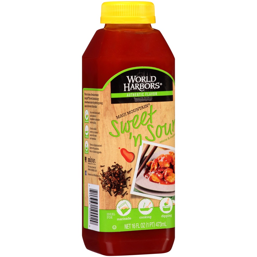 slide 3 of 8, World Harbors Maui Mountain Sweet & Sour Sauce & Marinade, 16 fl oz