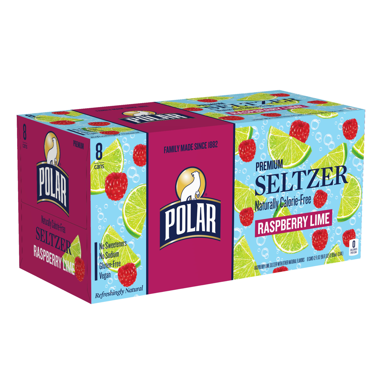 slide 1 of 2, Polar Seltzer - 8pk 12oz - Raspberry Lime, 8 ct; 12 oz