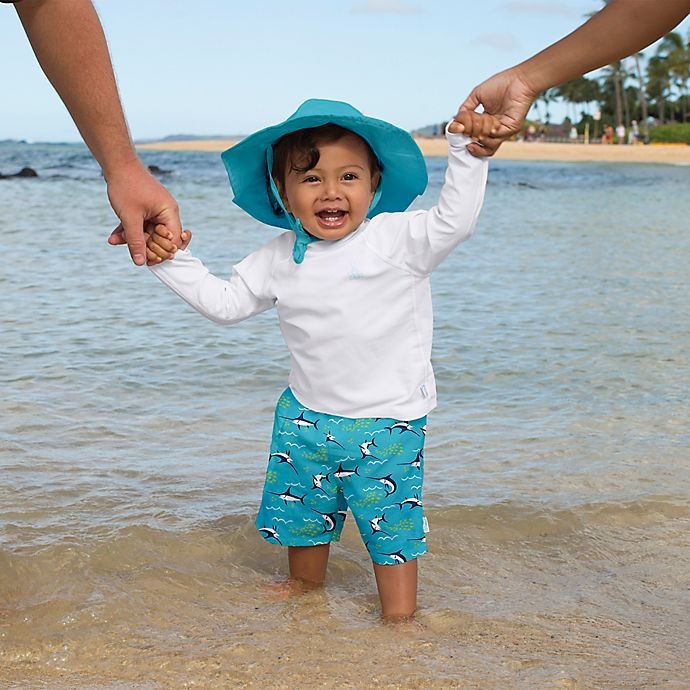 slide 2 of 5, i play. by Green Sprouts Newborn Brim Sun Hat - Aqua, 1 ct