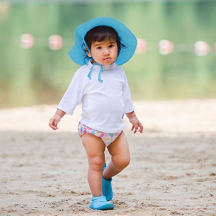 slide 5 of 5, i play. by Green Sprouts Newborn Brim Sun Hat - Aqua, 1 ct