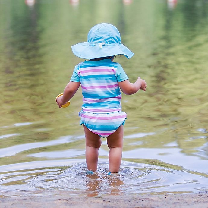 slide 3 of 5, i play. by Green Sprouts Newborn Brim Sun Hat - Aqua, 1 ct