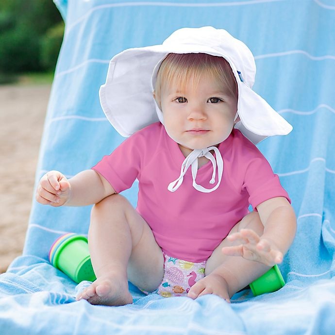 slide 3 of 4, i play. by Green Sprouts Newborn Brim Sun Hat - White, 1 ct