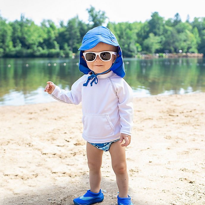 slide 2 of 3, i play. by Green Sprouts Newborn Sun Flap Hat - Royal Blue, 1 ct