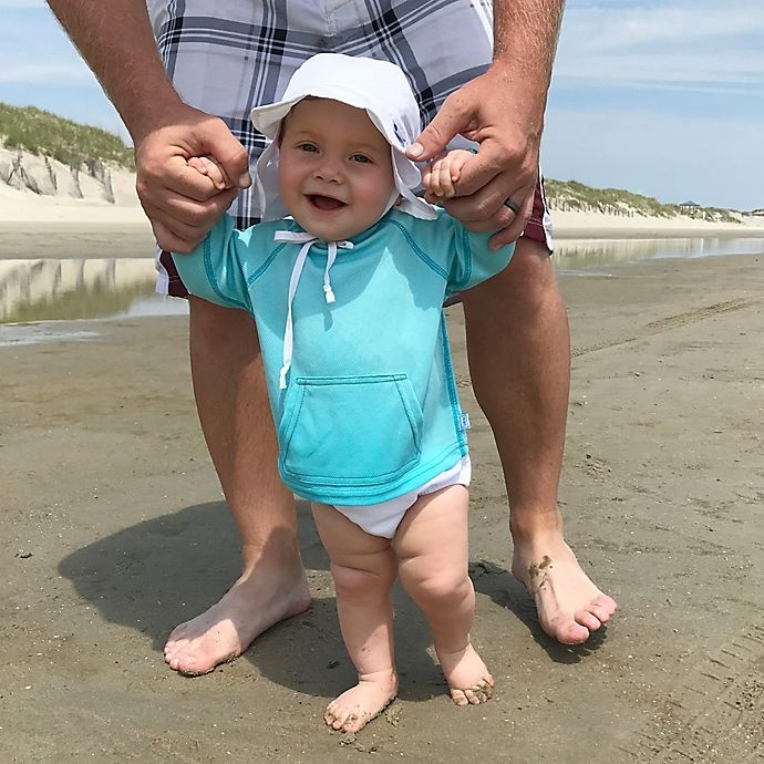 slide 4 of 5, i play. by Green Sprouts Newborn Sun Flap Hat - White, 1 ct