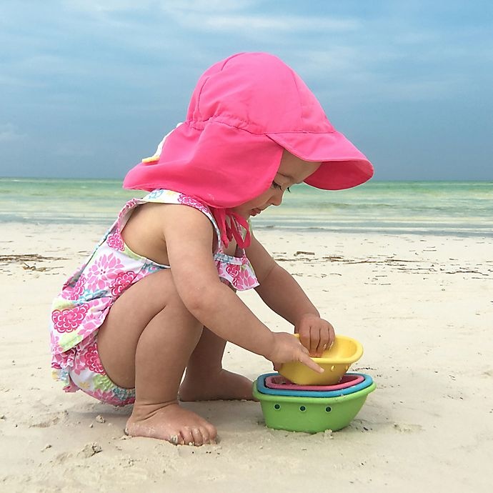 slide 3 of 4, i play. by Green Sprouts Newborn Sun Flap Hat - Hot Pink, 1 ct