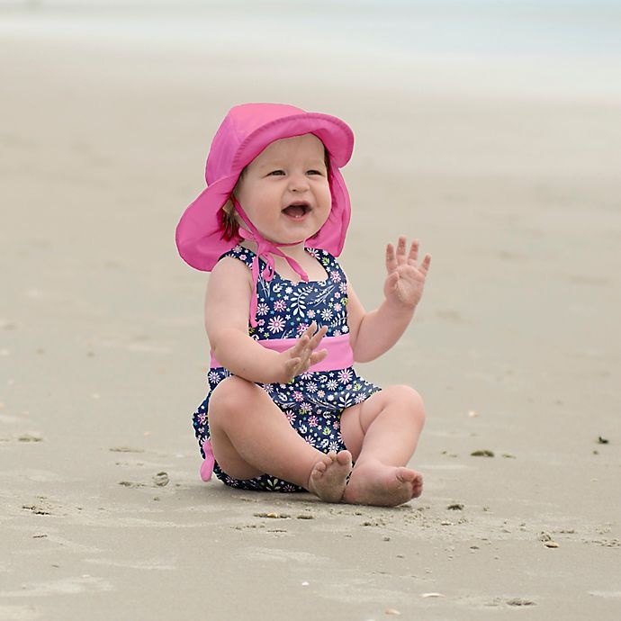 slide 4 of 4, i play. by Green Sprouts Newborn Sun Flap Hat - Hot Pink, 1 ct