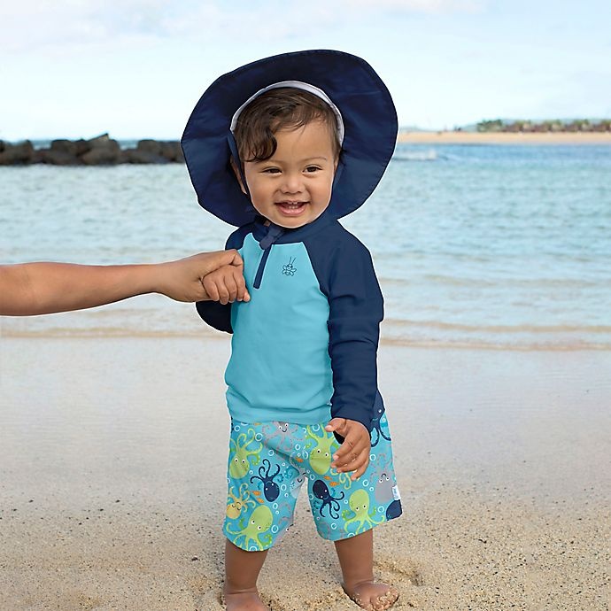 slide 3 of 3, i play. by Green Sprouts Newborn Brim Sun Hat - Navy, 1 ct