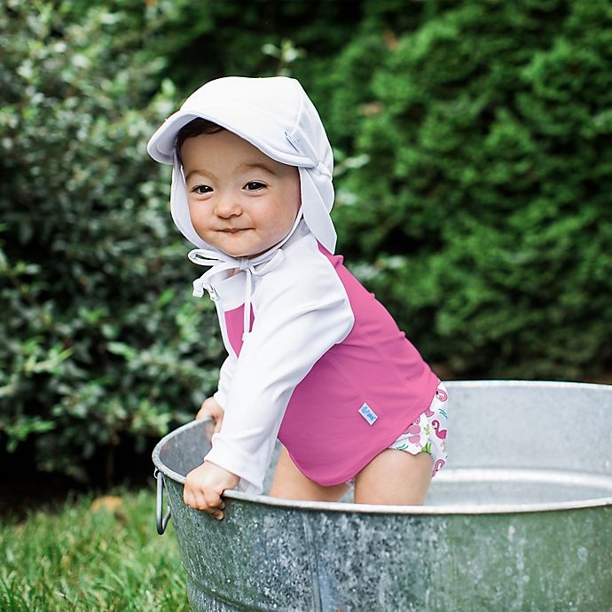 slide 3 of 3, i play. by Green Sprouts Newborn Breathable Flap Swim & Sun Hat - White, 1 ct