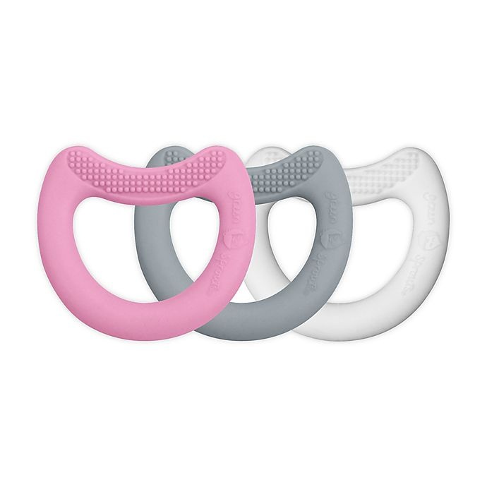 slide 1 of 6, green sprouts First Teethers Silicone Teething Rings - Pink, 3 ct