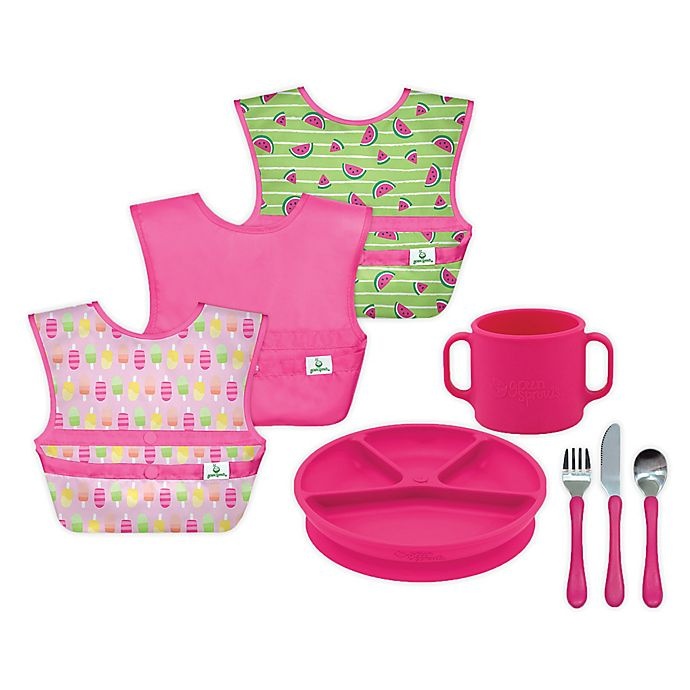 slide 1 of 5, Green Sprouts Mealtime Set - Pink, 8 ct