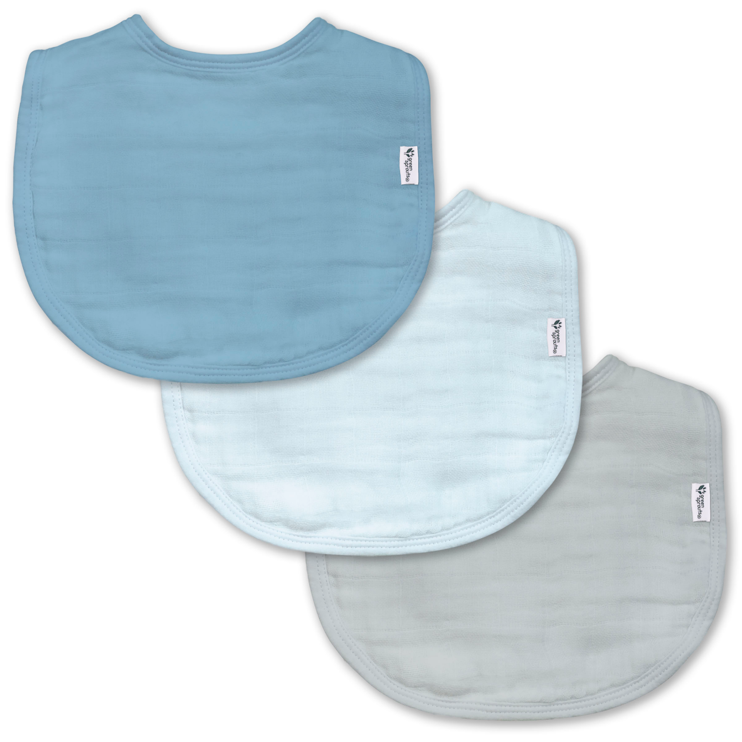 slide 2 of 5, Green Sprouts Organic Cotton Muslin Bibs (3pk)-Blueberry Set-0-12 Mo, 3 ct