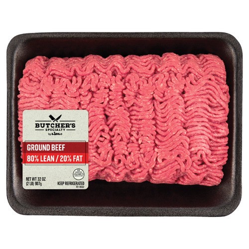 slide 1 of 1, Butcher's Specialty ground beef, 80% lean, 32 oz