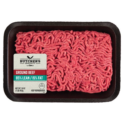 slide 1 of 1, Butcher's Specialty ground beef, 85% lean, 16 oz