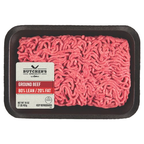 slide 1 of 1, Butcher's Specialty ground beef, 80% lean, 16 oz