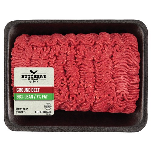 slide 1 of 1, Butcher's Specialty ground beef, 93% lean, 32 oz