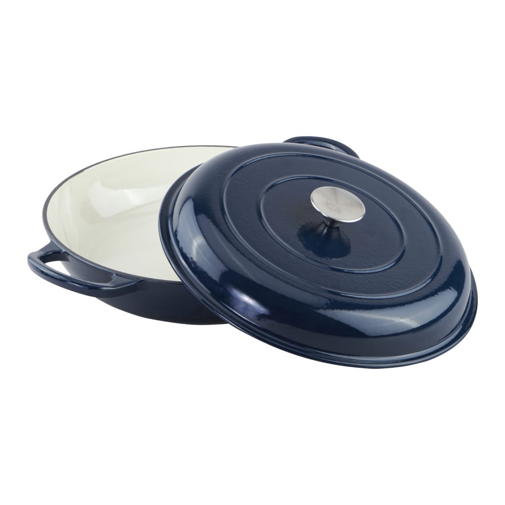 slide 4 of 5, Dash Of That Enameled Cast Iron Braiser With Lid - Blue, 3.4 qt