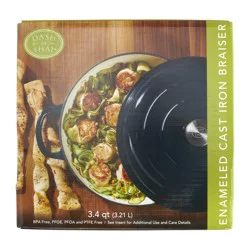 Dash Of That Enameled Cast Iron Braiser With Lid - Blue