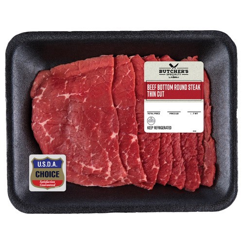 slide 1 of 1, Butcher's Specialty bottom round steak, thin cut, per lb