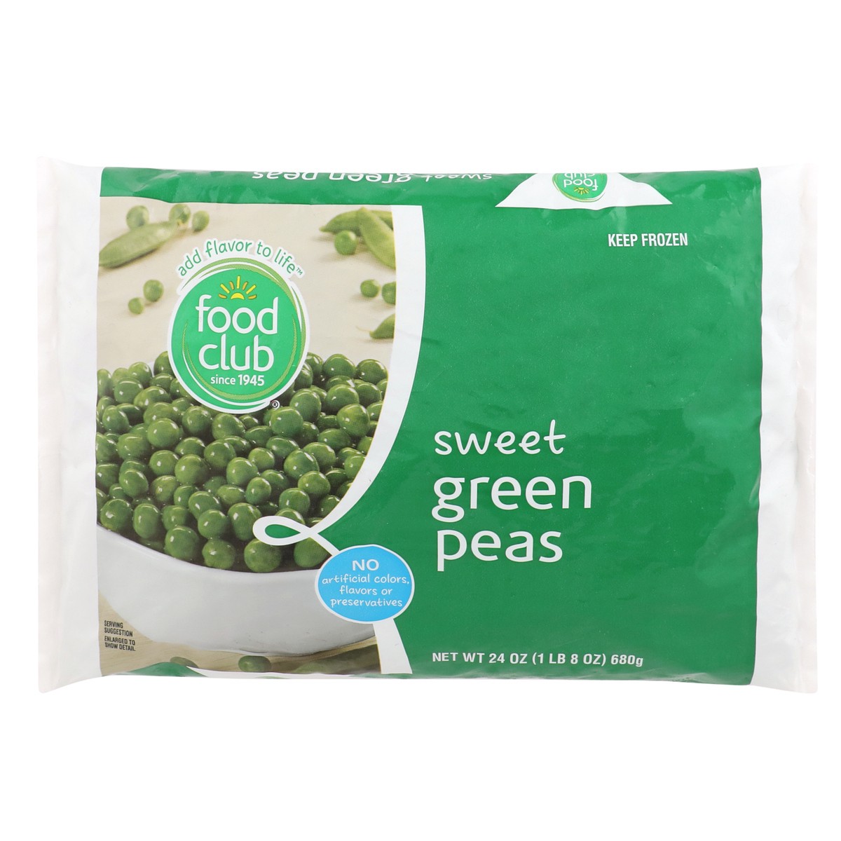 slide 1 of 9, Food Club Sweet Green Peas, 24 oz