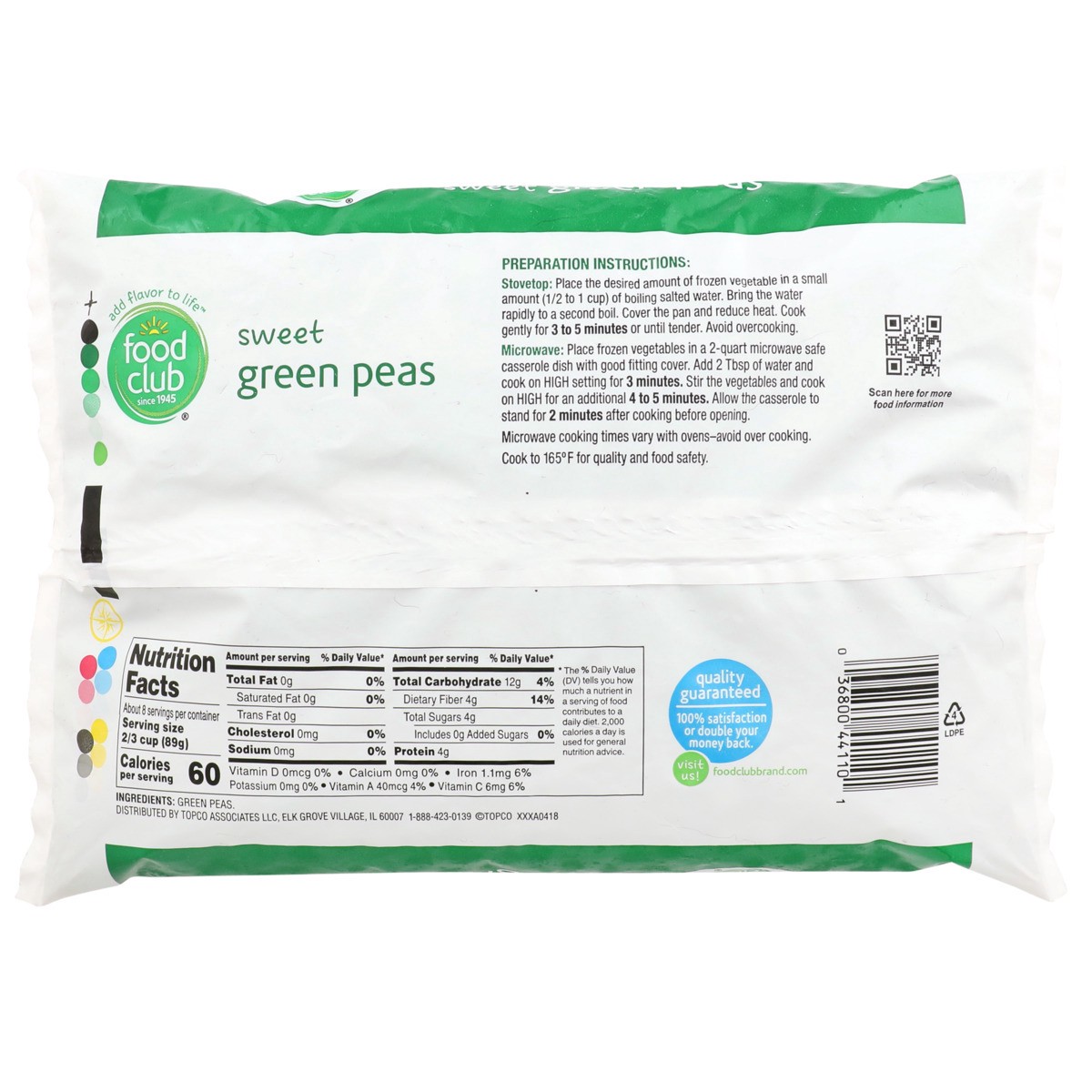 slide 9 of 9, Food Club Sweet Green Peas, 24 oz