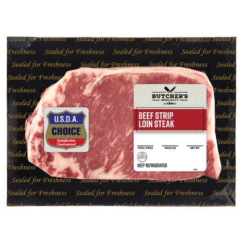 slide 1 of 1, Butcher's Specialty beef strip loin steak, per lb