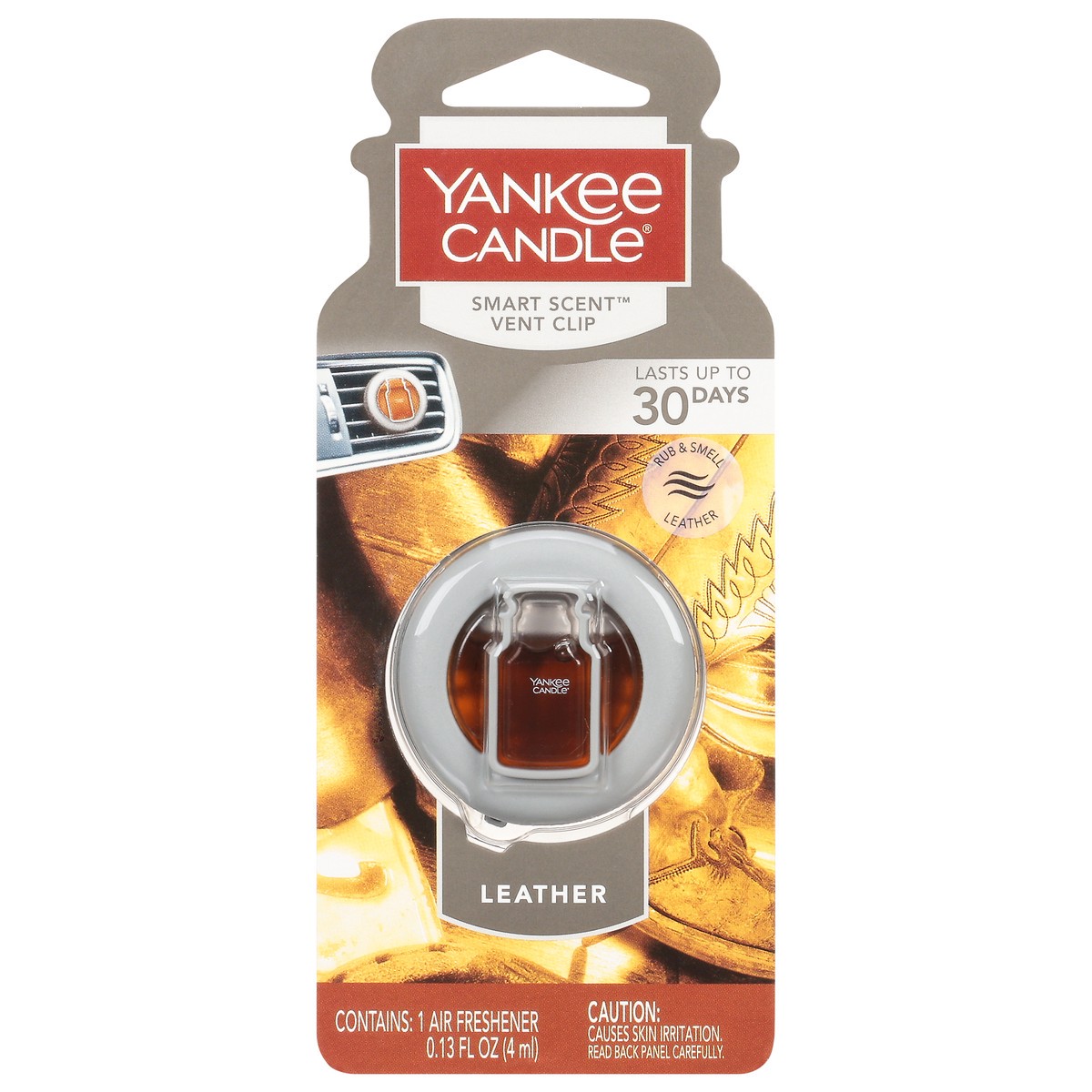 slide 1 of 9, Yankee Candle Smart Scent Vent Clip Leather Air Freshener 0.13 fl oz, 0.13 oz