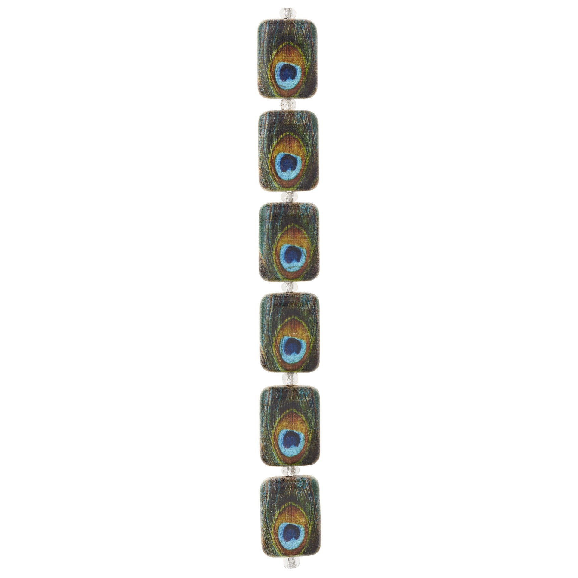 slide 3 of 3, Reconstituted Stone Peacock Feather Rectangle Beads, 20mm By Bead Landing, 20 mm