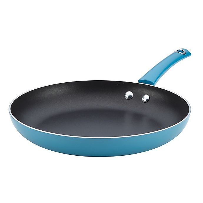 slide 1 of 4, Rachael Ray Cityscapes Nonstick Porcelain Enamel Skillet - Turquoise, 12 in