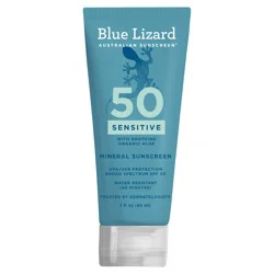Blue Lizard Sensitive Skin Mineral Sunscreen Lotion Broad Spectrum SPF 50+, 3 fl oz