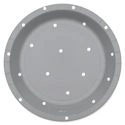 American Greetings 10 Count 7 inch Paper Plates, Polka Dots on Silver