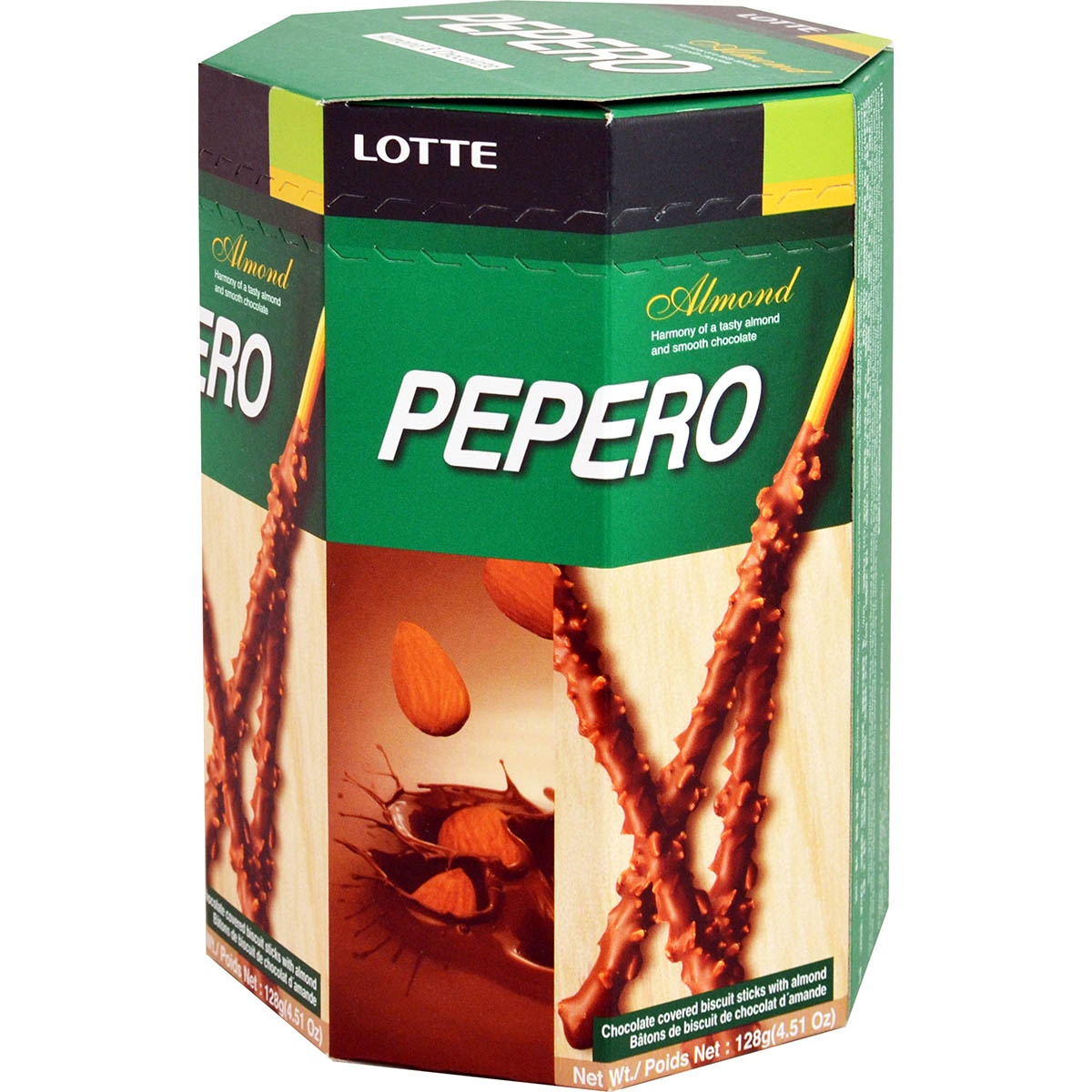 slide 1 of 1, Lotte Pepero Almond Multi-Pack, 128 gram