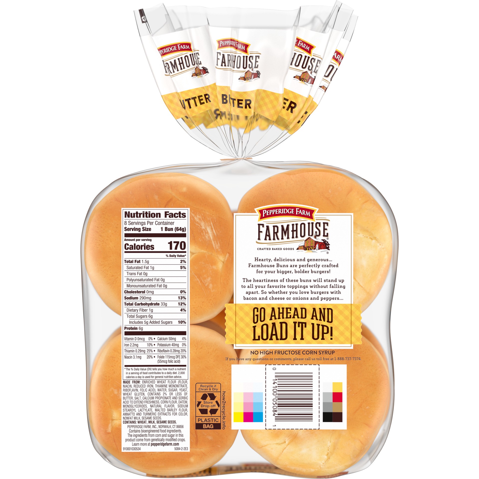 slide 5 of 5, Pepperidge Farm Farmhouse Butter Hamburger Buns, 8-Pack Bag, 18 oz