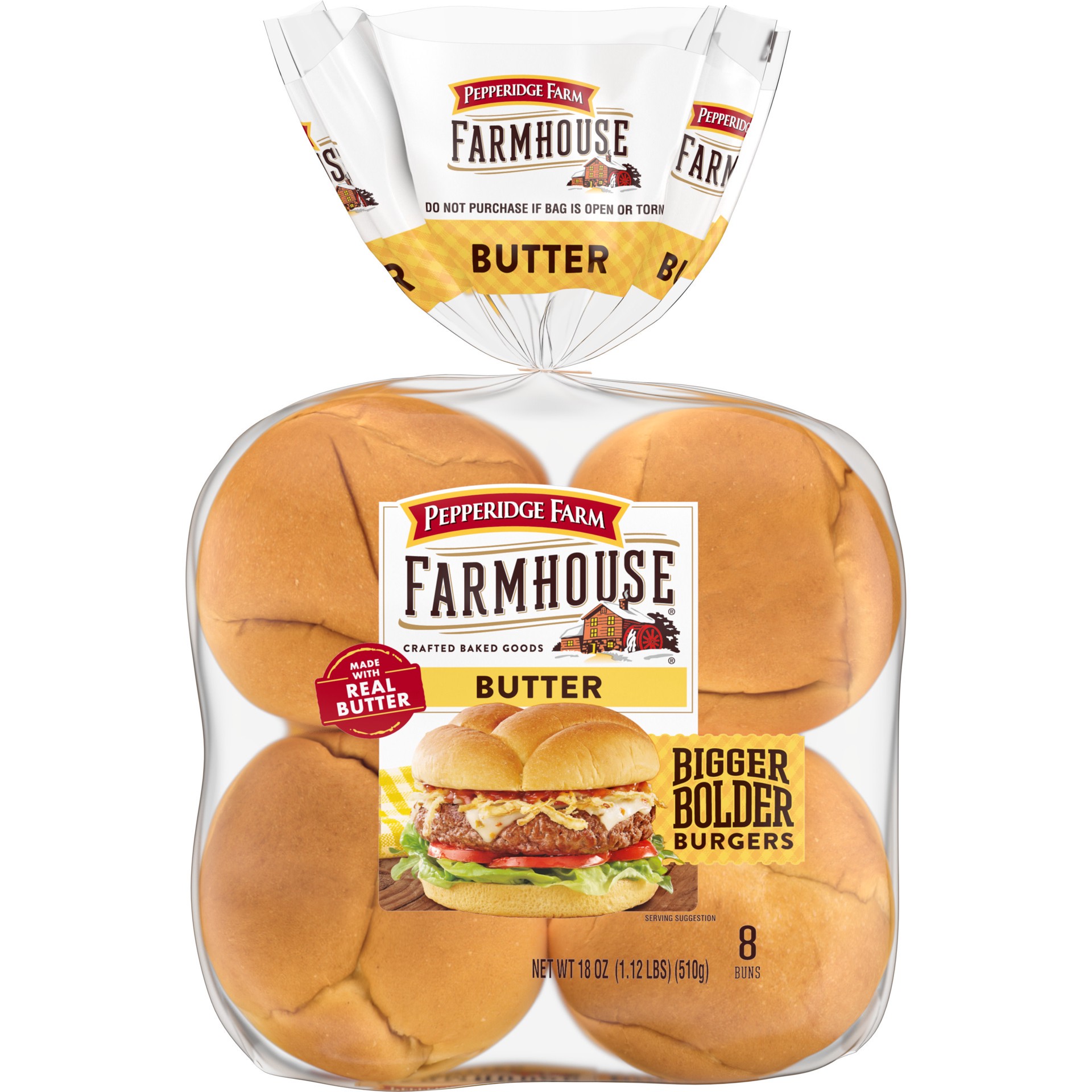 slide 1 of 5, Pepperidge Farm Farmhouse Butter Hamburger Buns, 8-Pack Bag, 18 oz