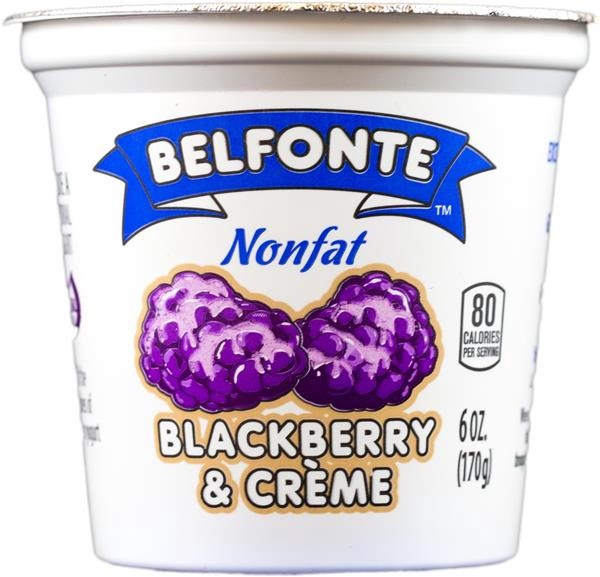 slide 1 of 1, Belfonte Nonfat Blackberry & Creme Yogurt - 6 oz, 6 oz