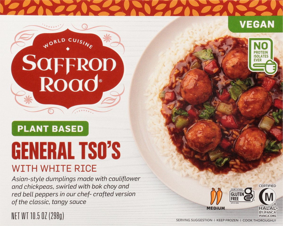 slide 3 of 13, Saffron Road Plant Based General Tso's Vegan White Rice Frozen Dinner, 10.5 oz