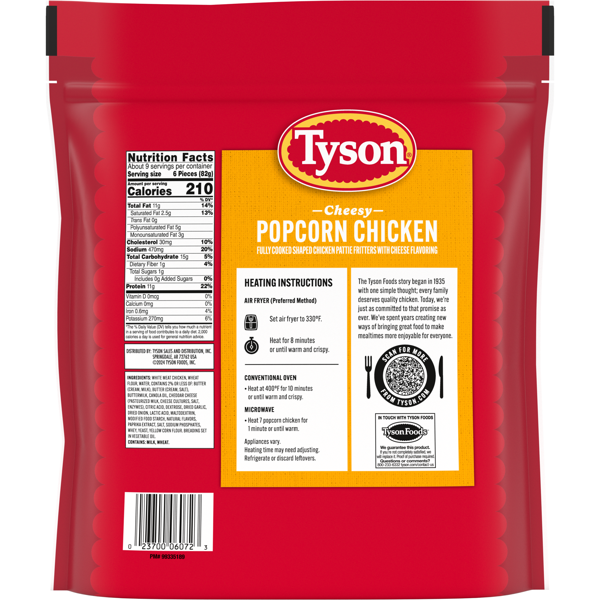 slide 7 of 8, Tyson Frozen Cheesy Popcorn Chicken, 25 oz, 708.74 g