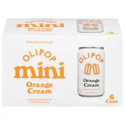 Olipop Orange Cream Mini Soda 6 - 7.5 fl oz Cans