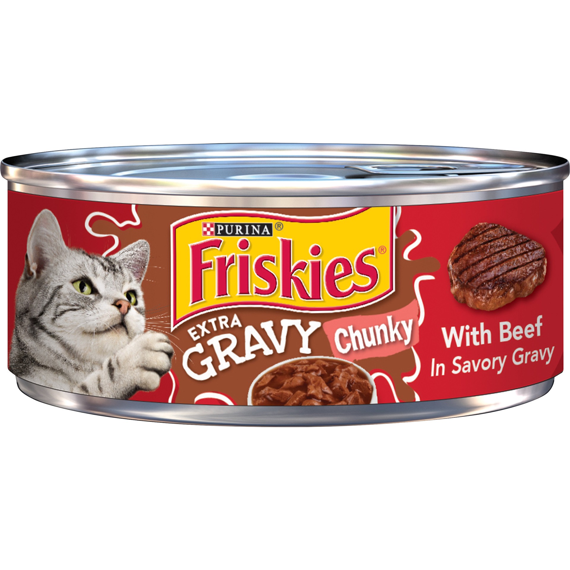 slide 1 of 7, Friskies Purina Friskies Extra Gravy Chunky Wet Cat Food with Beef In Savory Gravy - 5.5oz, 5.5 oz