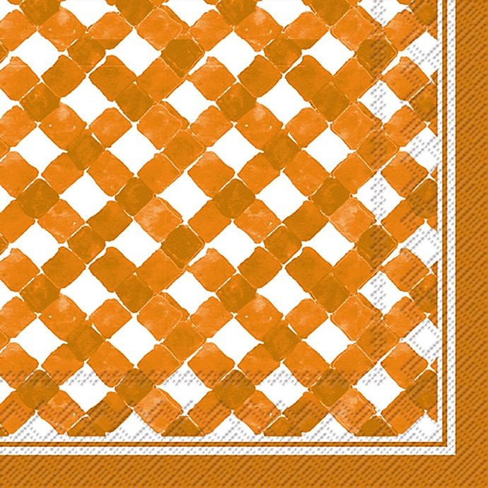 slide 1 of 1, Boston International Gingham Cocktail Napkins - Orange, 20 ct