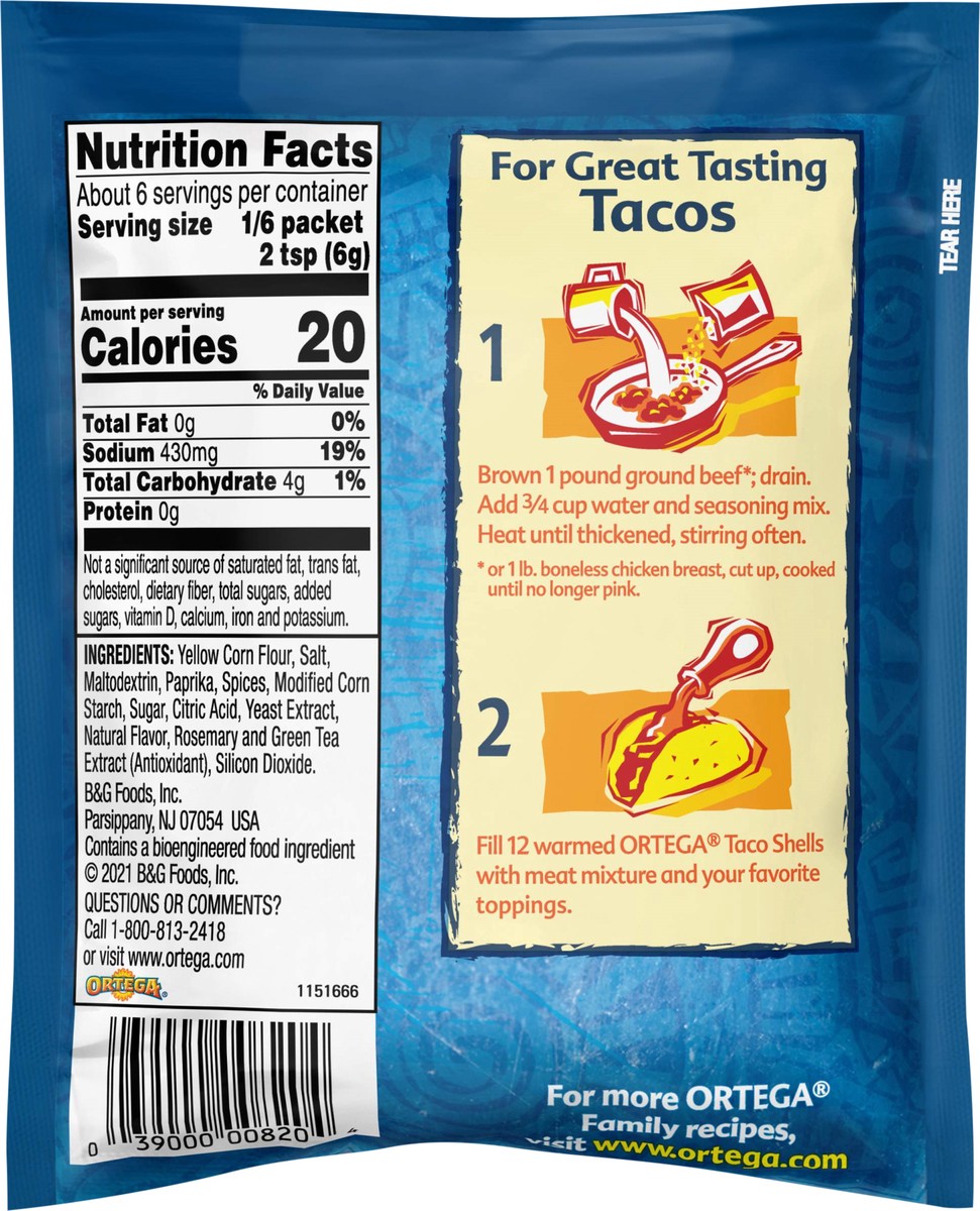 slide 3 of 7, Ortega Original Taco Seasoning Mix 1.25 oz, 1.25 oz