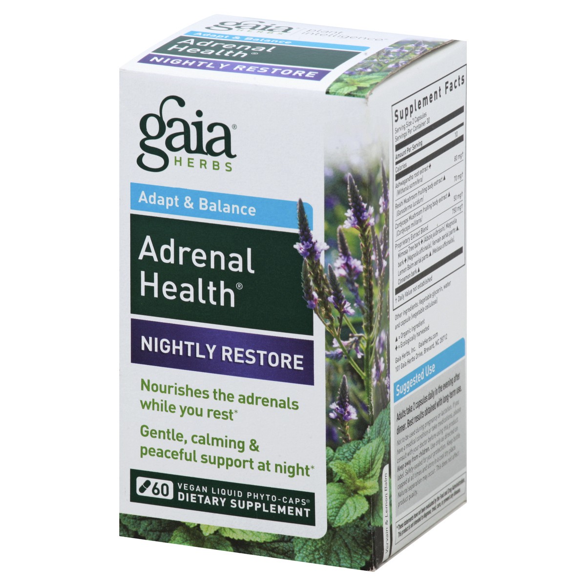 slide 13 of 13, Gaia Herbs Adrenal Health Nightly Restore Herbal Supplement, 60 ct