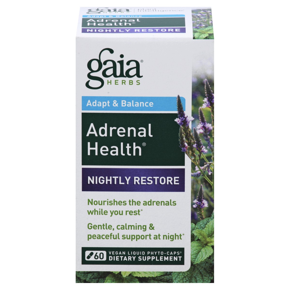 slide 1 of 13, Gaia Herbs Adrenal Health Nightly Restore Herbal Supplement, 60 ct