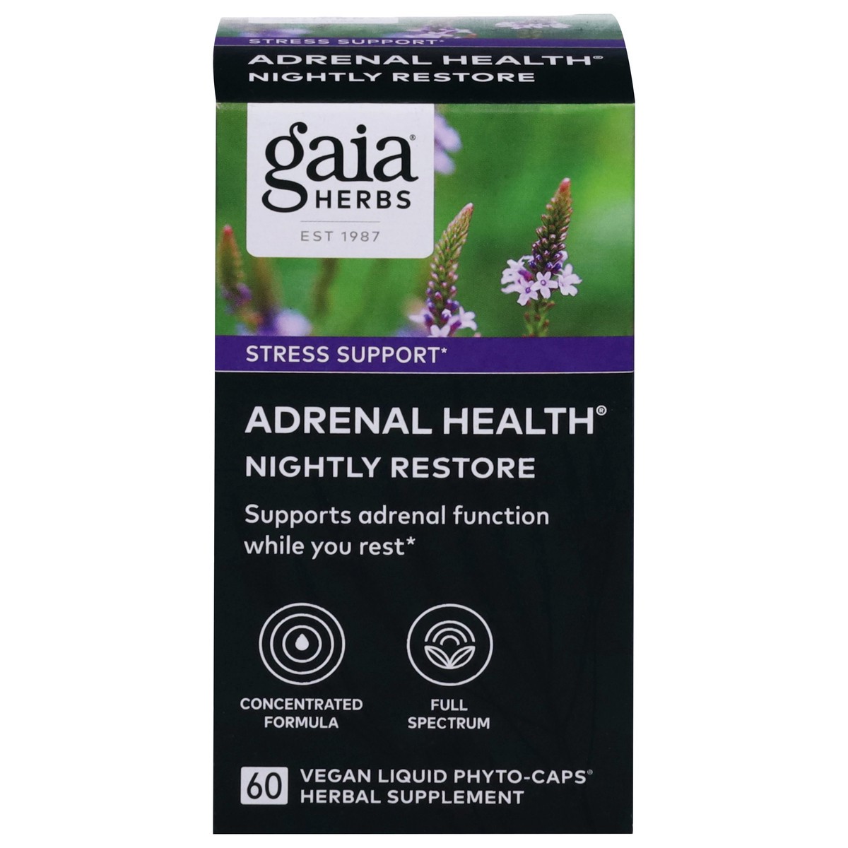 slide 1 of 13, Gaia Herbs Nightly Restore Stress Support Adrenal Health 60 Vegan Liquid Phyto-Caps, 60 ct