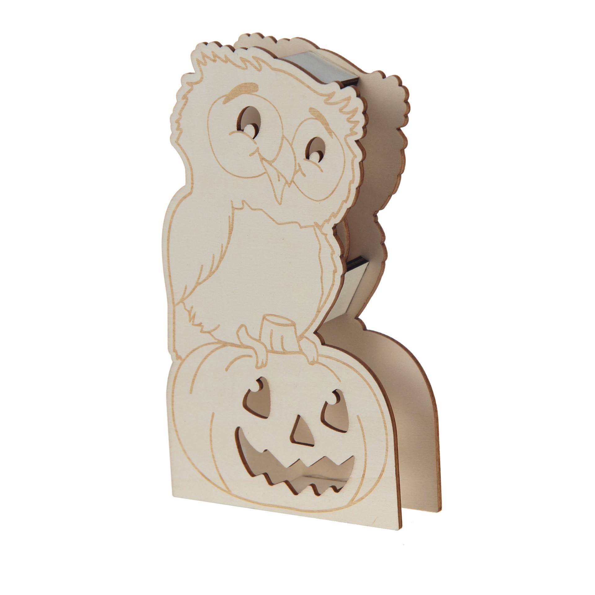 slide 2 of 3, 7" Owl Diy Led Plywood Decor By Make Market, 7 in