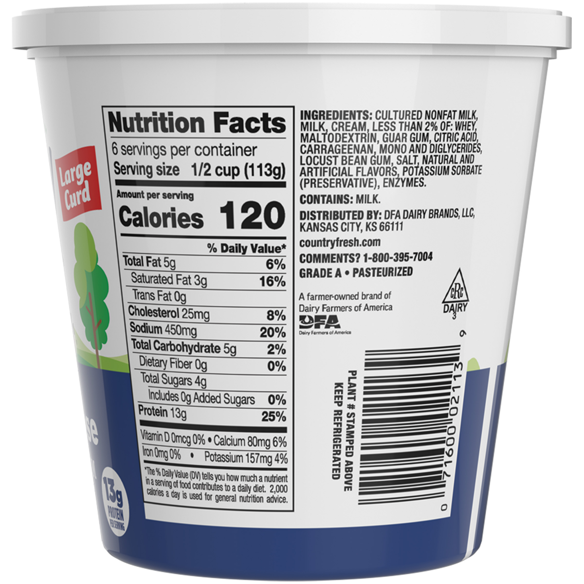 slide 2 of 2, Country Fresh 4% Large Curd Cottage Cheese, 24 oz