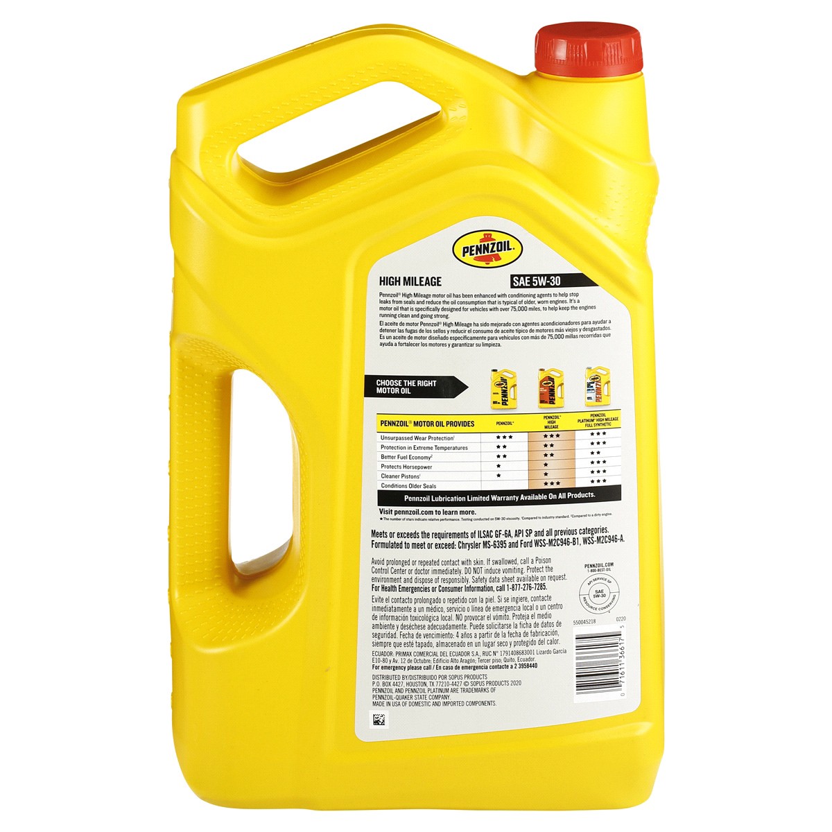slide 2 of 2, Pennzoil High Mileage, 5 qt