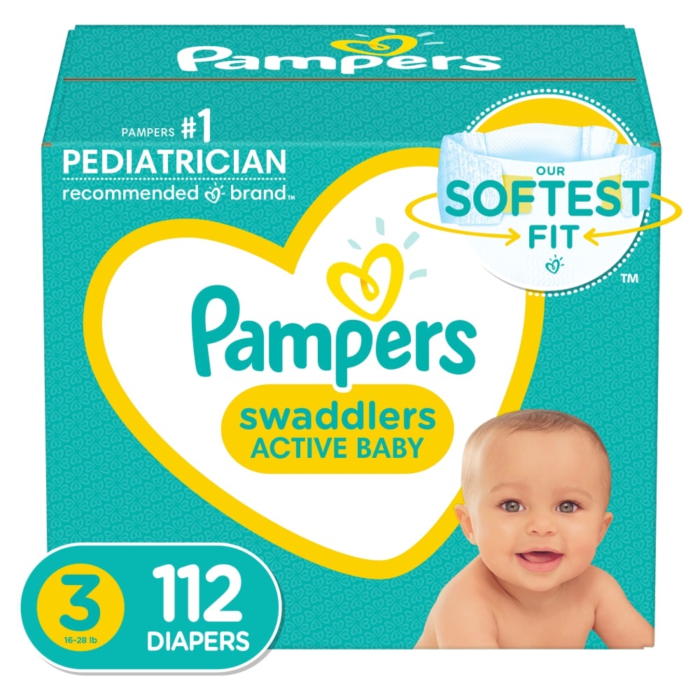 slide 1 of 1, Pampers Diapers, 3, Giant Pack 112 Diapers, 112 bc