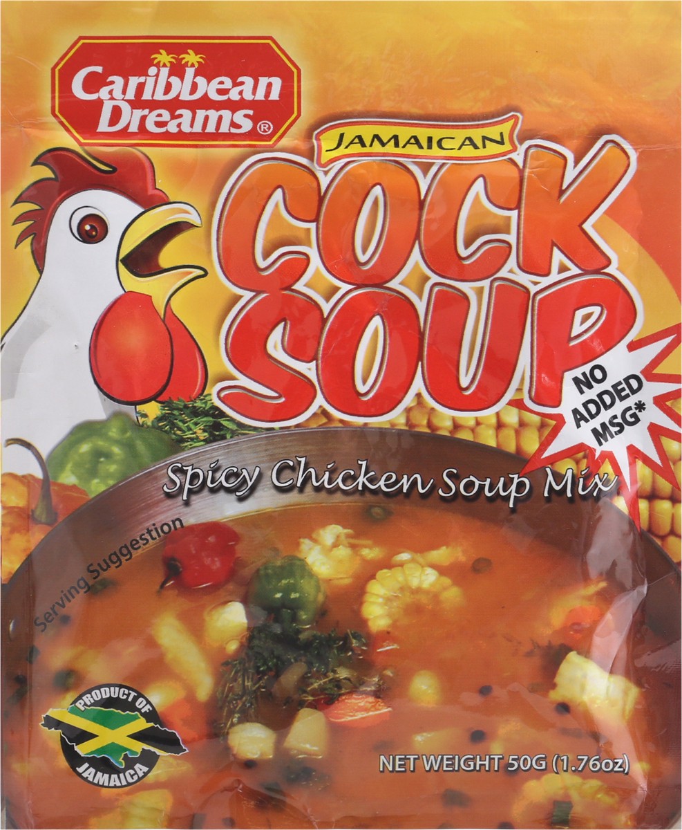 slide 4 of 9, Caribbean Dreams Jamaican Cock Soup Spicy Chicken Soup Mix 50 g Packet, 50 gram