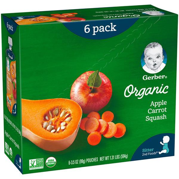 slide 1 of 1, Gerber Fruit & Veggies Apples, Carrots & Squash Baby Food, 21 oz